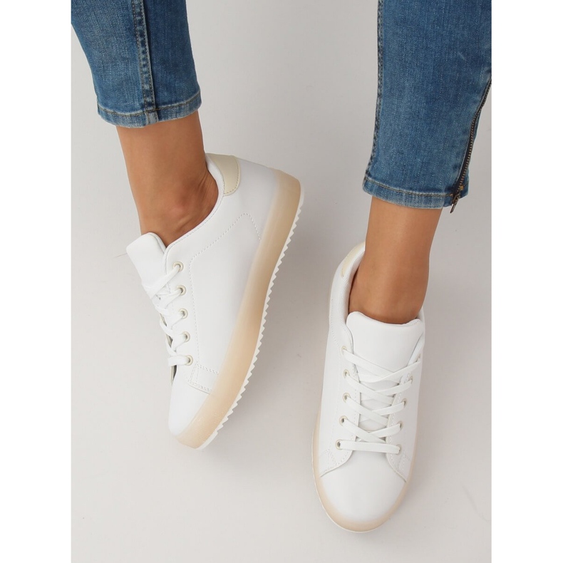 Dámské bílé a béžové tenisky 9118 Béžová bílý hnědý 2