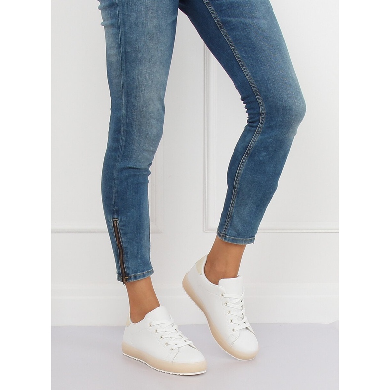 Dámské bílé a béžové tenisky 9118 Béžová bílý hnědý 1