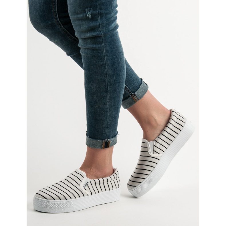 SHELOVET Bílé pruhované slipy bílý 1