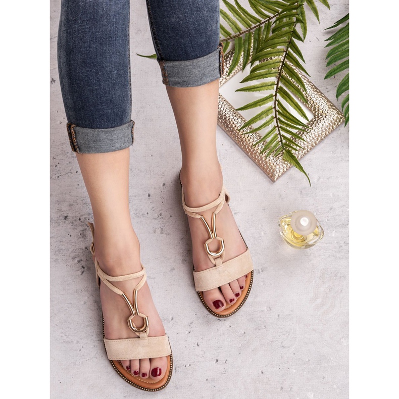 Laura Mode Semišové sandály hnědý 1