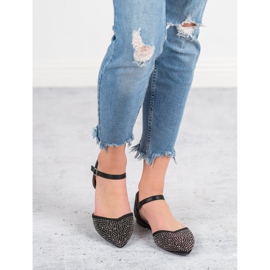 Primavera Upevněné balerínky s kubickým zirkonem černá 1 Primavera Upevněné balerínky s kubickým zirkonem černá 1