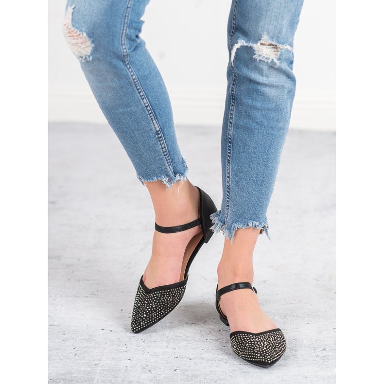 Primavera Upevněné balerínky s kubickým zirkonem černá 2 Primavera Upevněné balerínky s kubickým zirkonem černá 2