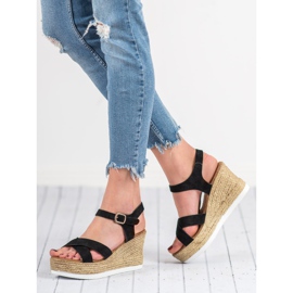 JESSY ROSS Sandály z černého semiše černý 1