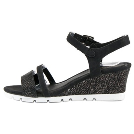 Ideal Shoes Černé klínové sandály černý 2