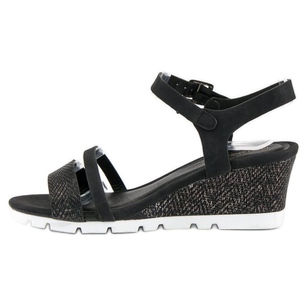 Ideal Shoes Černé klínové sandály černý 2
