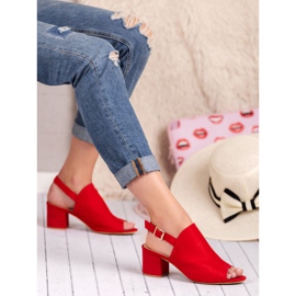 Super Mode Postavené Sandály Na Baru červený 2