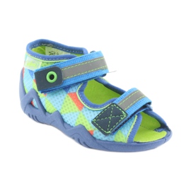 Modré, zelené pantofle Befado 250P059 modrý oranžový zelená 1