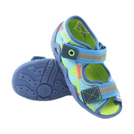 Modré, zelené pantofle Befado 250P059 modrý oranžový zelená 3