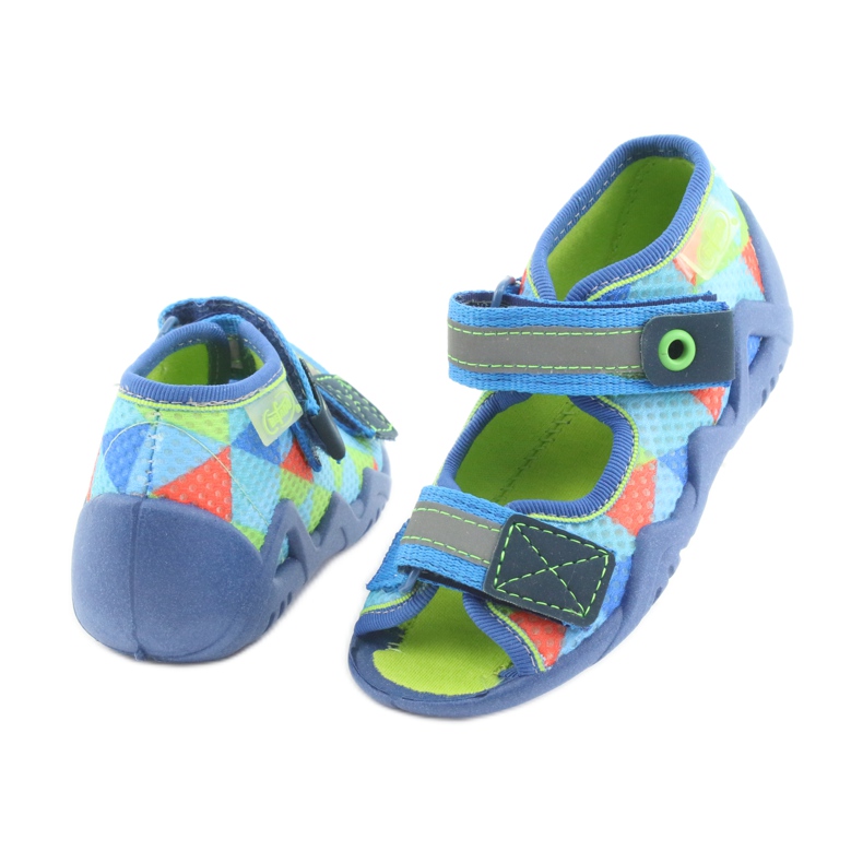 Modré, zelené pantofle Befado 250P059 modrý oranžový zelená 4