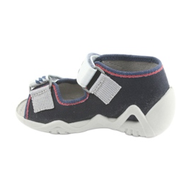 Dětské pantofle Befado 250P084 Navy Blue/Red s autem šedá 2