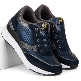 Kylie Tmavě Modré Boty Se Vzorem modrý 1