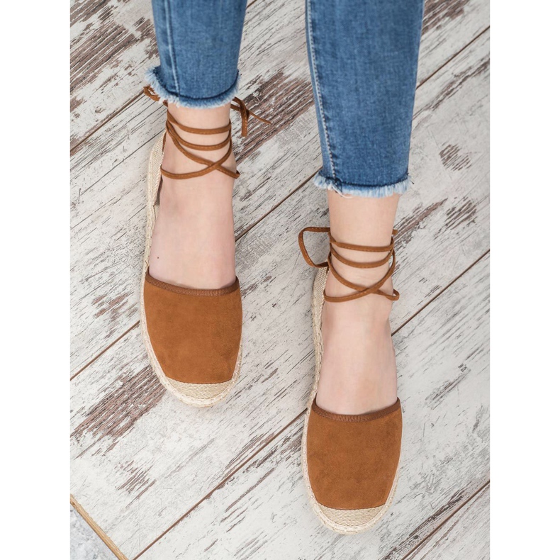 SHELOVET Vázané espadrilky hnědý 1 SHELOVET Vázané espadrilky hnědý 1