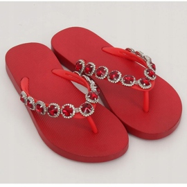 Elegantní žabky s kameny JH69 Red červený 1