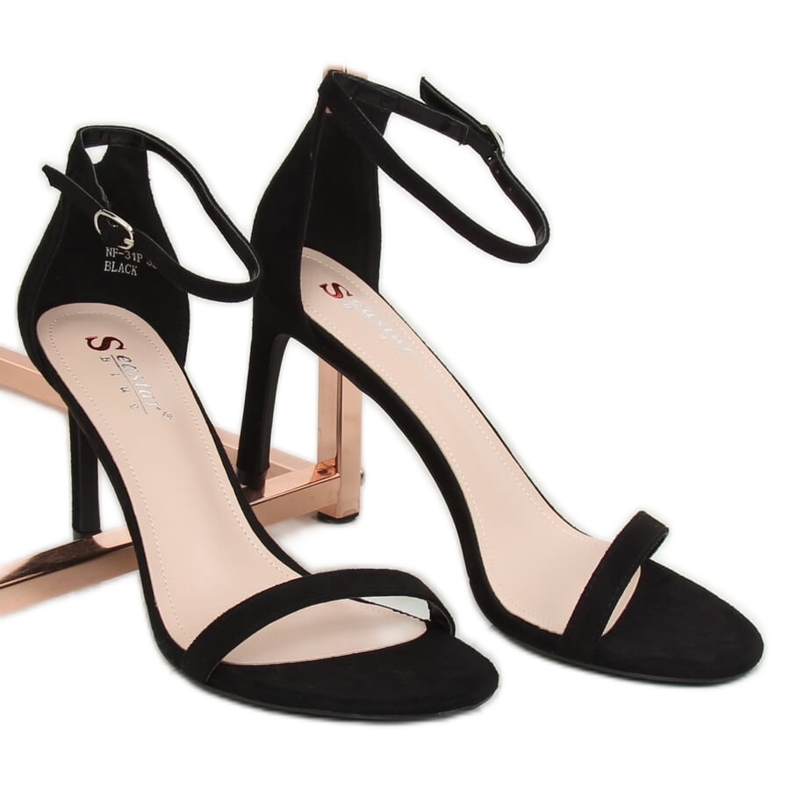 Černé sandály na vysokém podpatku NF-31P Black černý 1