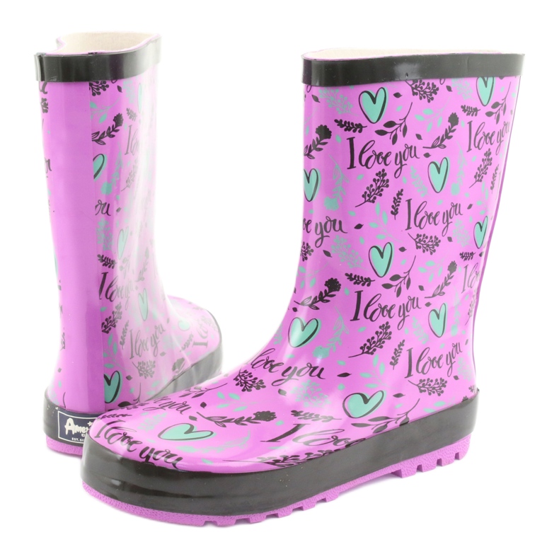 American Club Americké boty na srdce černá fialový zelená 4