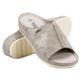 Goodin Stříbrné pantofle šedá 2