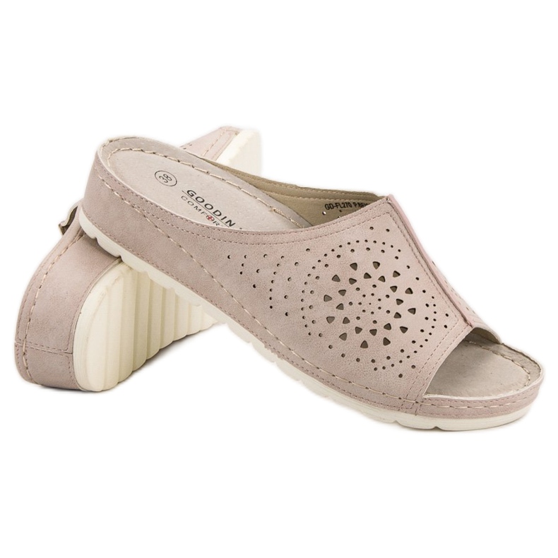 Goodin Prolamované pantofle hnědý 1