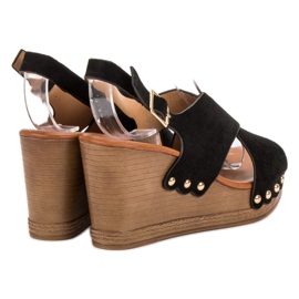 SHELOVET Semišové sandály černý 1