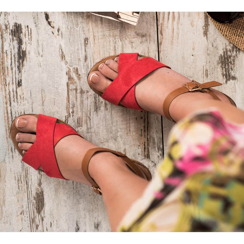 Primavera Sandály na klínku hnědý červené 1