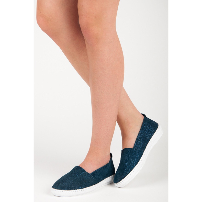 VINCEZA Kožená klip modrý 2