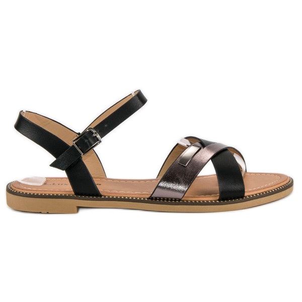 L. Lux. Shoes Stylové černé sandály černá 1