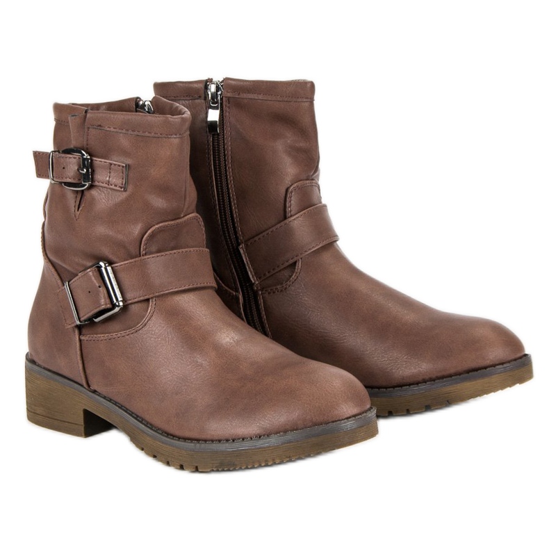 Encor Hnědé motorkářské boty hnědý 1