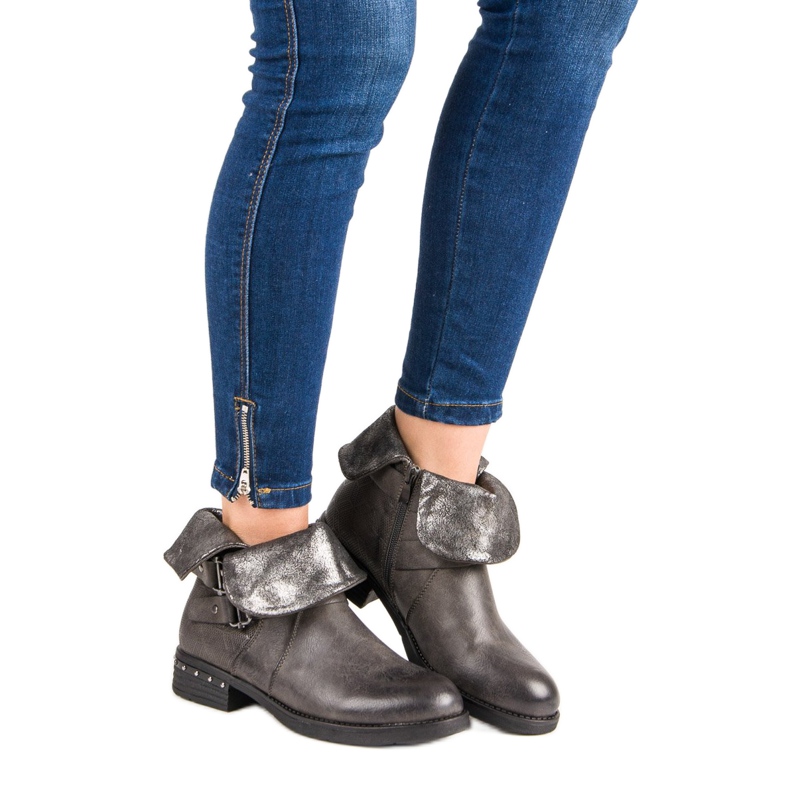 Forever Folie Šedé dělnické boty šedá 2