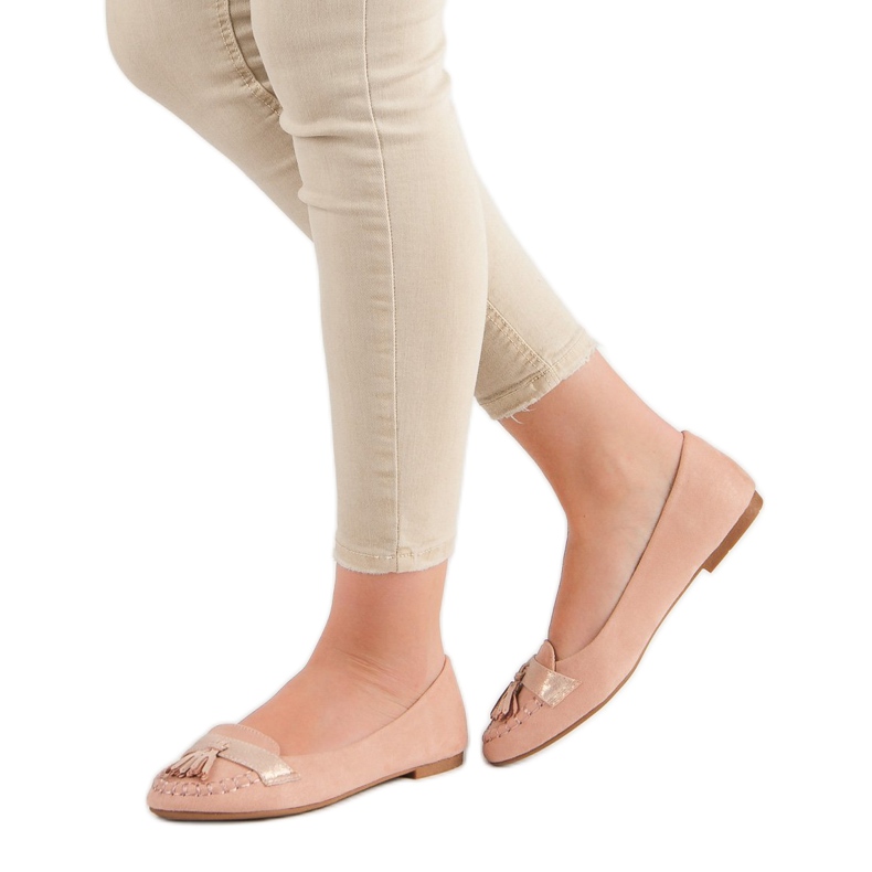 Small Swan Mokasíny s třásněmi růžový 1