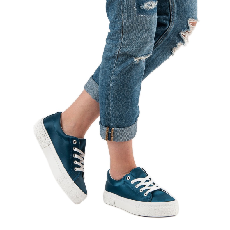 Kylie Saténové tenisky na platformě modrý 1