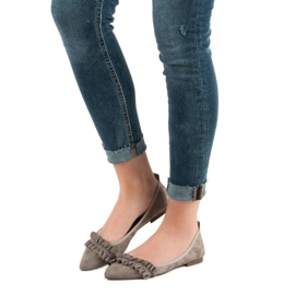 Corina Semišové balerínky s volánkem hnědý 1