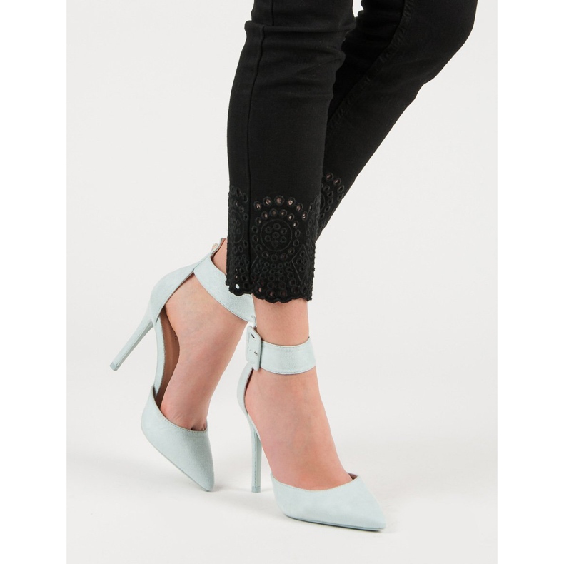 Modré semišové podpatky modrý 2