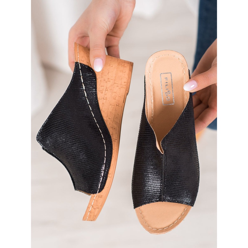 Filippo Černé klínové pantofle černá 1