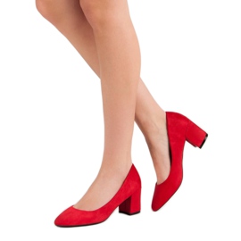 Ideal Shoes Červená čerpadla na pilíři červený 2