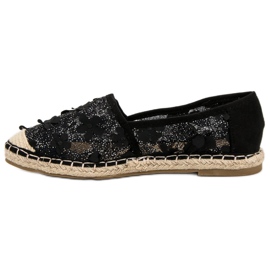 Nio Nio Krajkové espadrilky v květinách černý 1