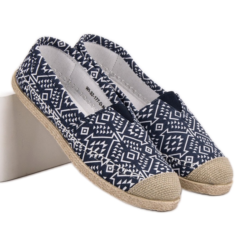 Módní etnické espadrilky modrý námořnická modř 1