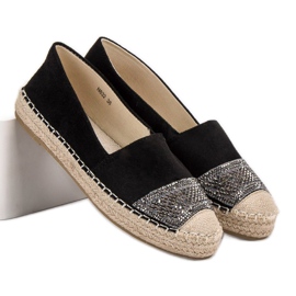 Small Swan Semišové espadrilky s krystaly černý 1