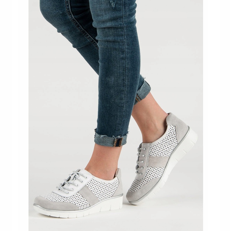 Filippo Prolamované kožené boty bílý 2