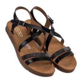 Filippo Černé sandály s krystaly černý 2