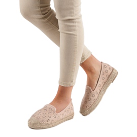 Semišové prolamované espadrilky růžový 1