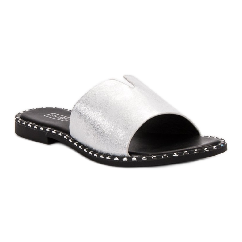 Filippo Pohodlné lesklé pantofle šedá 1