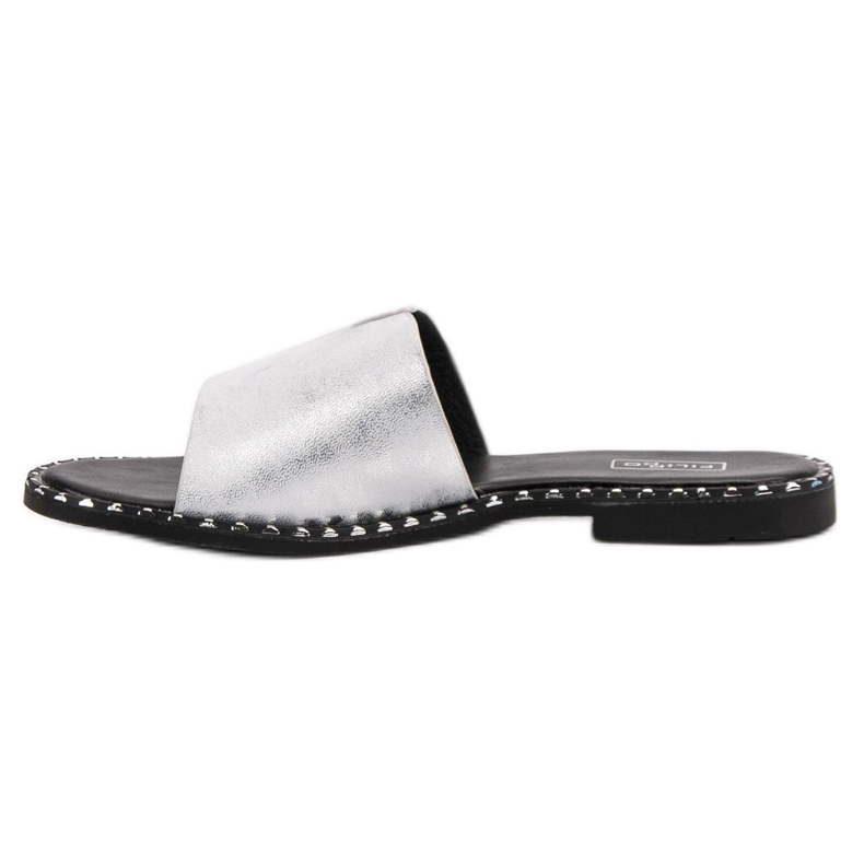 Filippo Pohodlné lesklé pantofle šedá 2