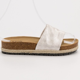 Kylie Lesklé stříbrné pantofle šedá 2 Kylie Lesklé stříbrné pantofle šedá 2