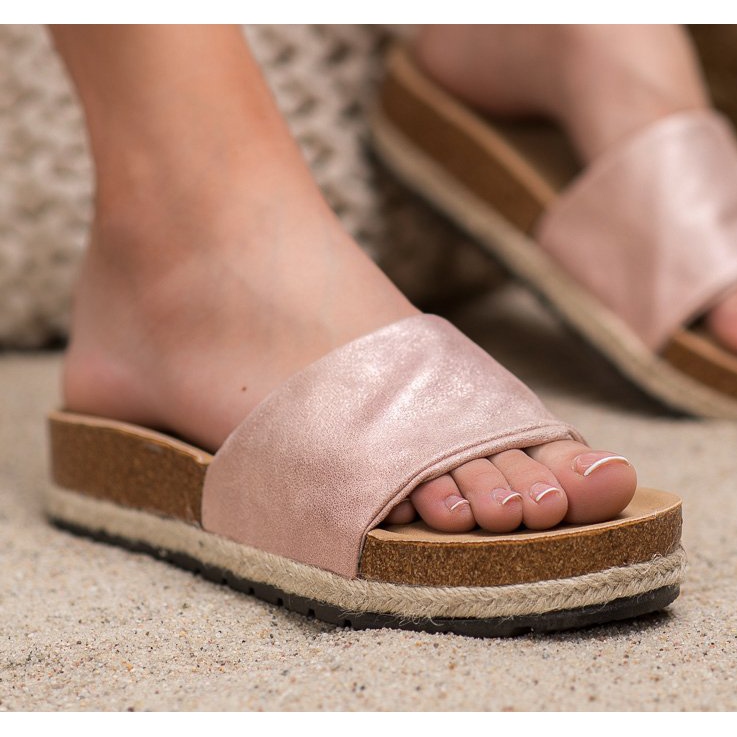 Kylie Lesklé růžové pantofle růžový 1