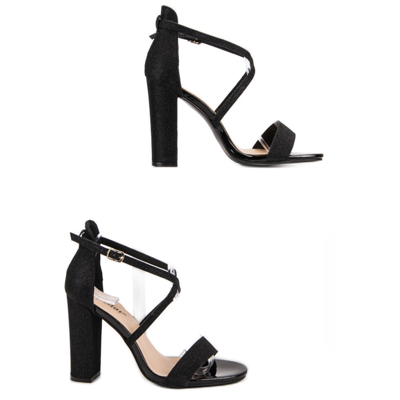 Seastar Elegantní sandály s třpytkami černá 1