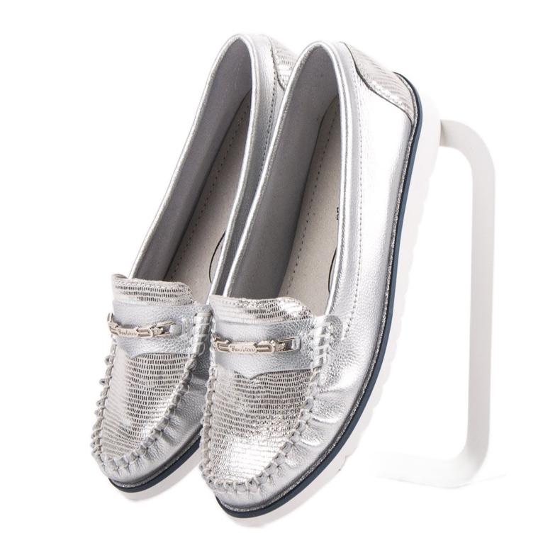 Filippo Pohodlné kožené mokasíny šedá 1