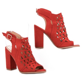 Chc Shoes Prolamované stavěné sandály červený 2