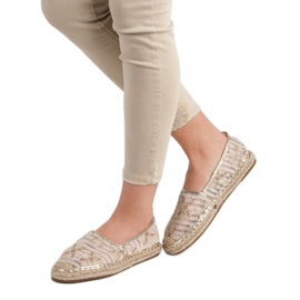 Lucky Shoes Krajkové espadrilky v květinách hnědý 2