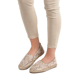Lucky Shoes Krajkové espadrilky v květinách hnědý 1