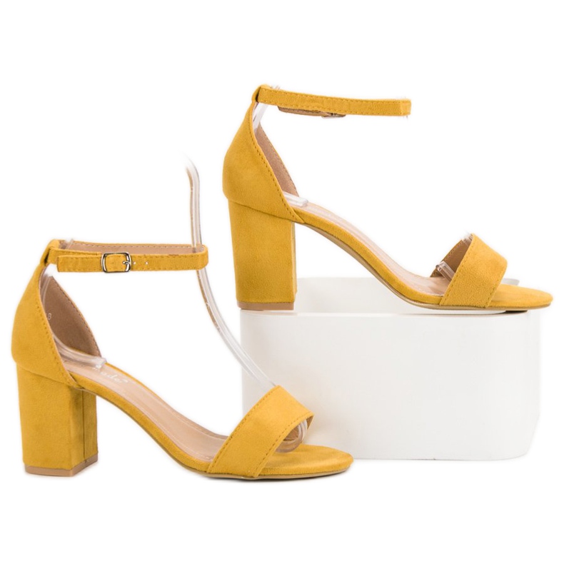 Super Mode Elegantní semišové sandály žlutá 1