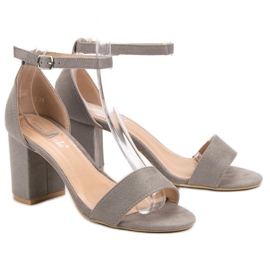 Super Mode Elegantní semišové sandály šedá 1